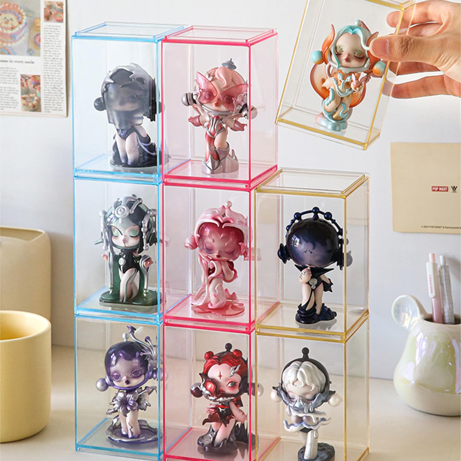 Pop Display Shelf - علبة عرض أكريليك مجسمات ملونة للشخصيات،